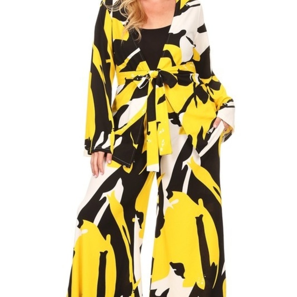 Pants - Beautiful YL/Blk plus size pant set *Host pick